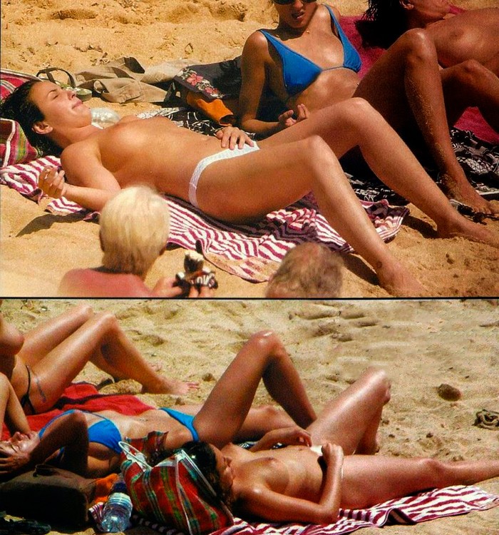 Melanie Olivares topless en playa