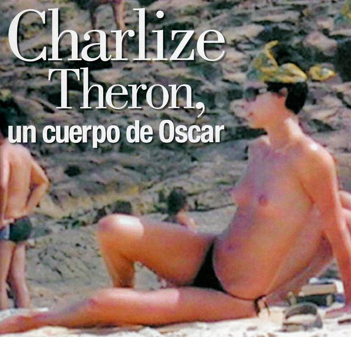 Charlize Theron pillada topless playa