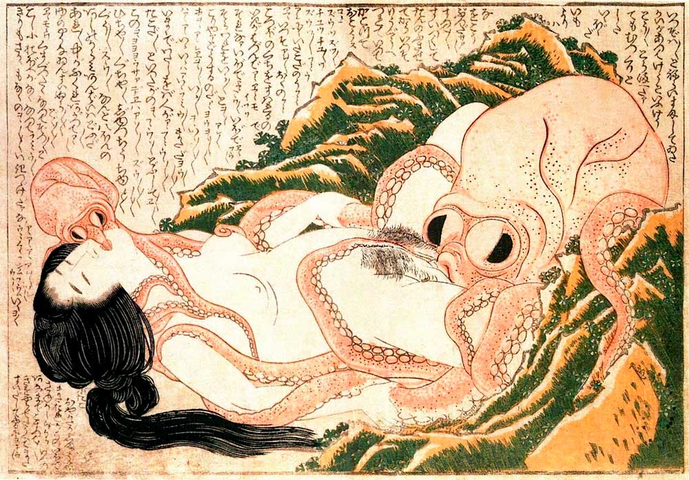 Sueño Esposa Pescador Hokusai Erótica Shunga Japonesa