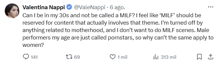 Valentina Nappi Tweet